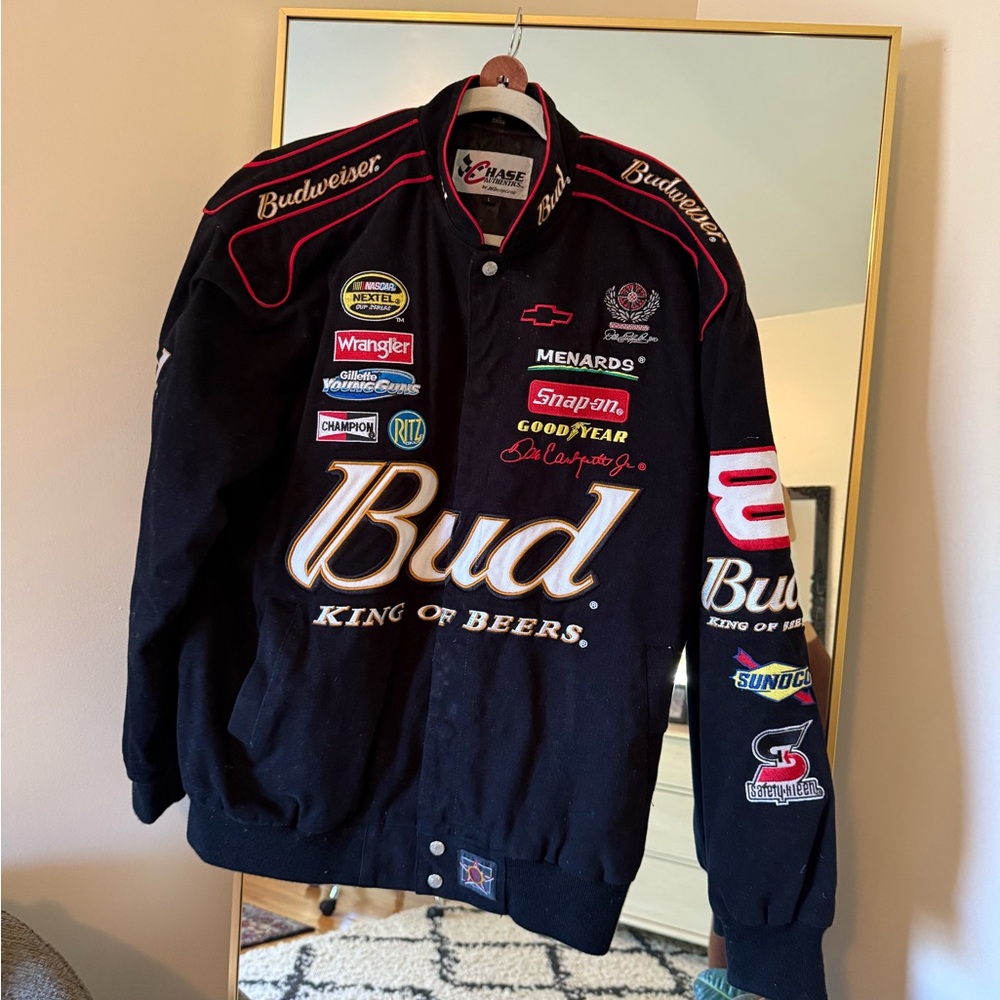 NASCAR Vintage Racing Jacket Embroidered Budwiser jacket